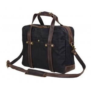 AT5 WAXMultifunktion™  3in1 Canvas Businesstasche Laptoptasche Aktentasche für Damen Herren / Canvas mit leder - grau